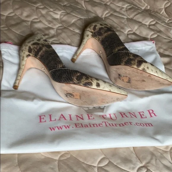 Elaine Turner Snake Print Leather Shoes - Size 8 - Picture 2 of 8